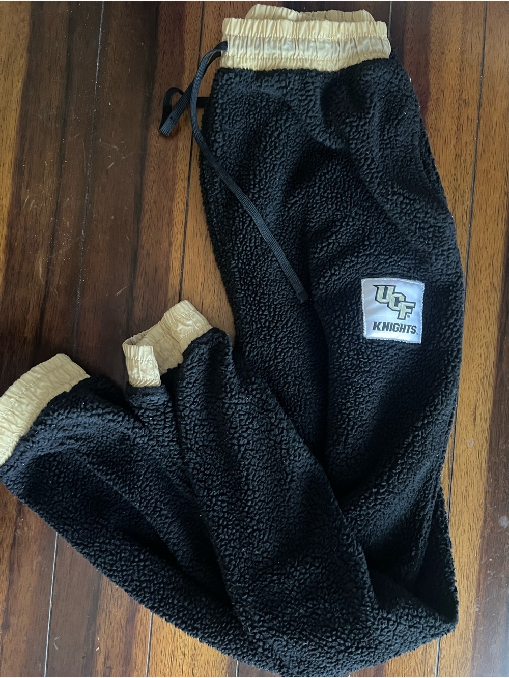 Rivalry Threads Black & Gold Sherpa Joggers with UCF Knights Patch